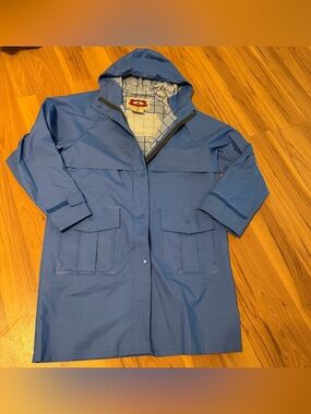 Vintage L.L. Bean Trench Coat Rain Coat Plaid Lined Jacket Size Medium